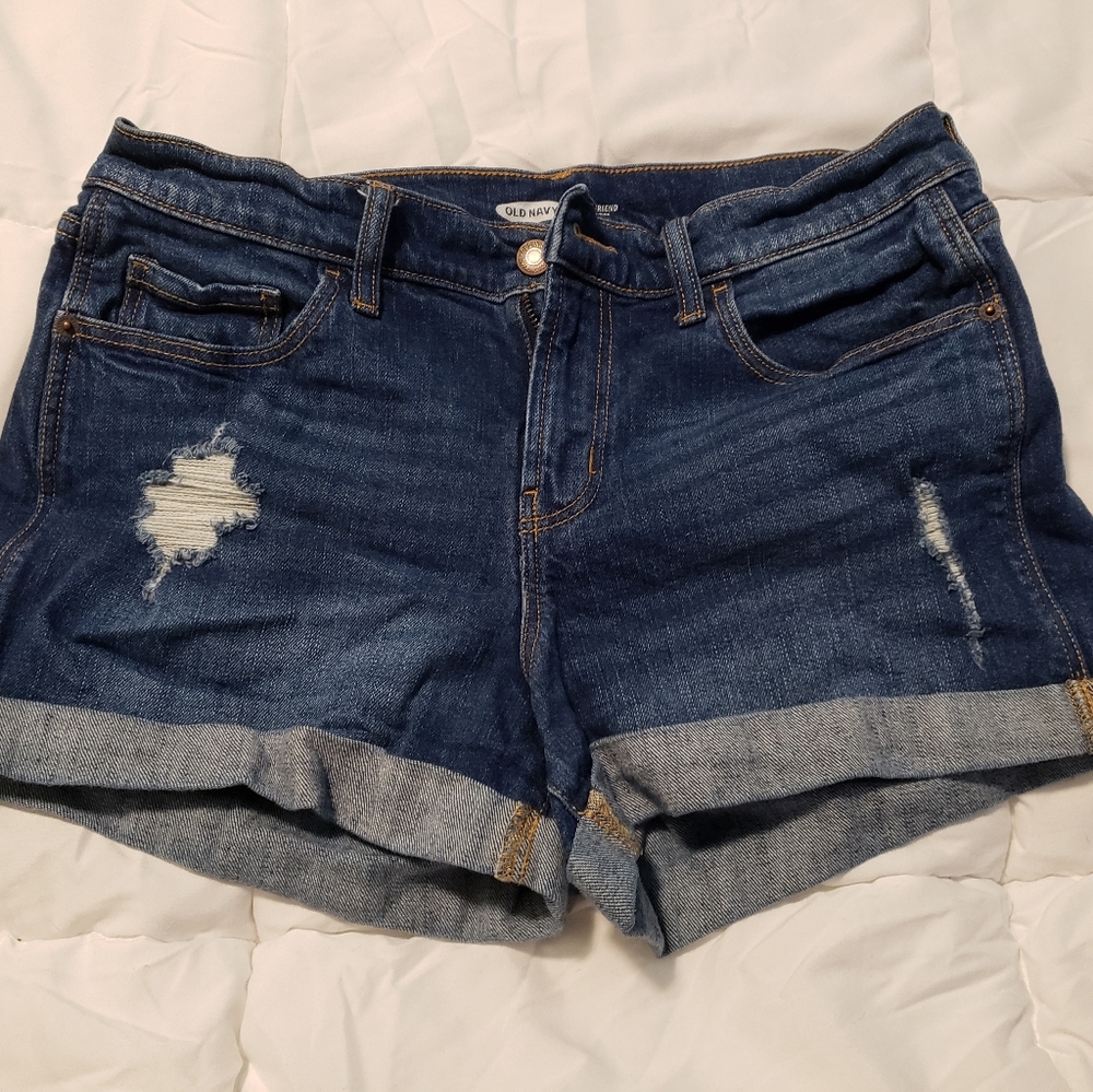 Old Navy, Boyfriend Shorts, Mid-Rise, Size 6, Dark Demin